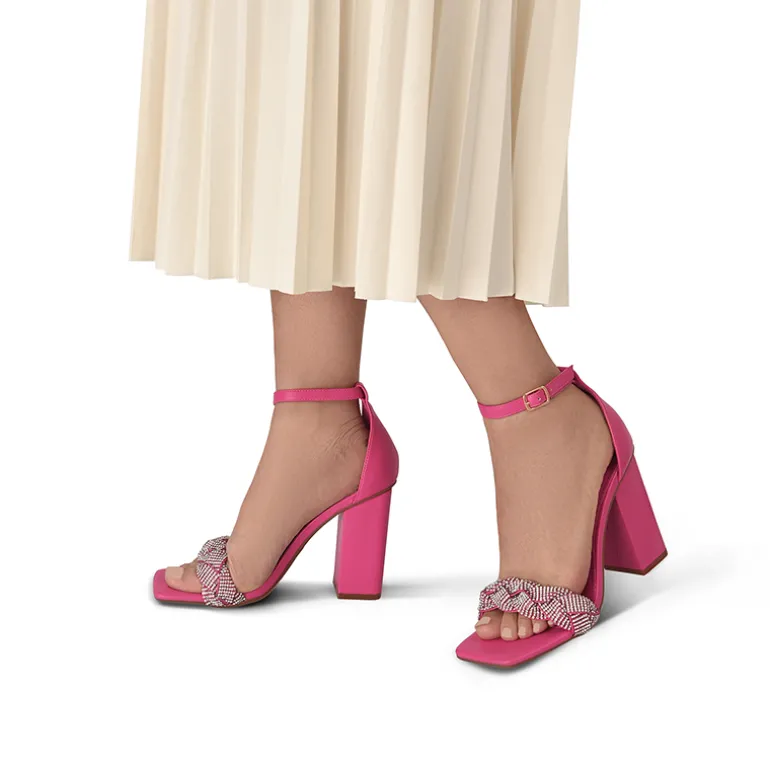 Braided Ankle Strap Block Heel Sandals