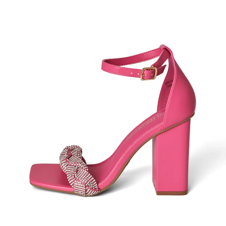 Braided Ankle Strap Block Heel Sandals