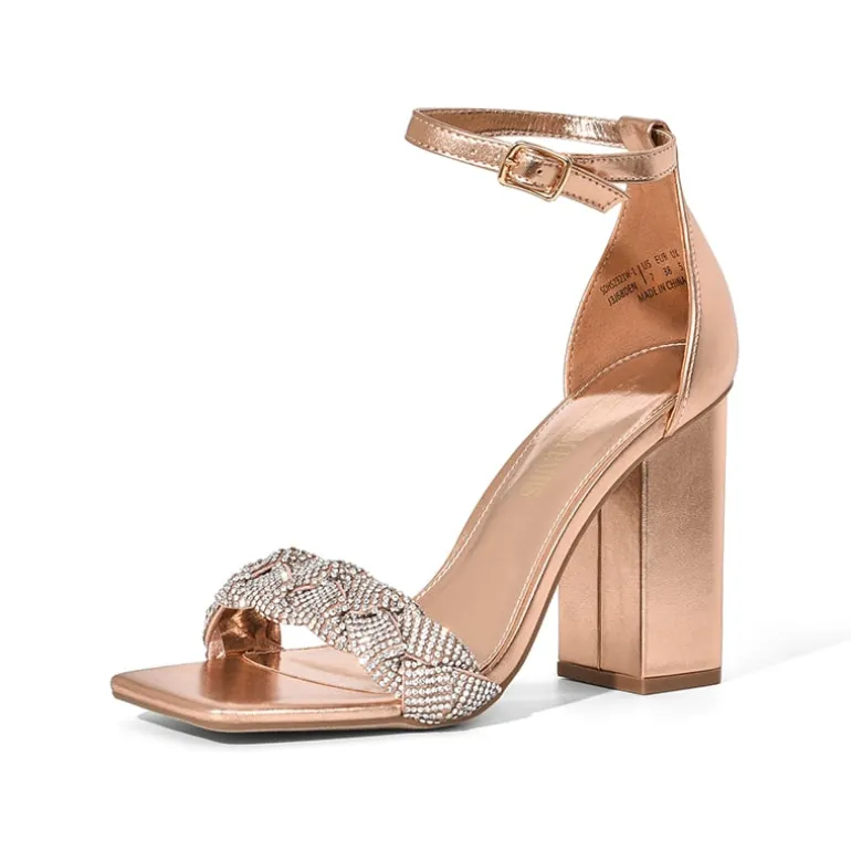 Braided Ankle Strap Block Heel Sandals