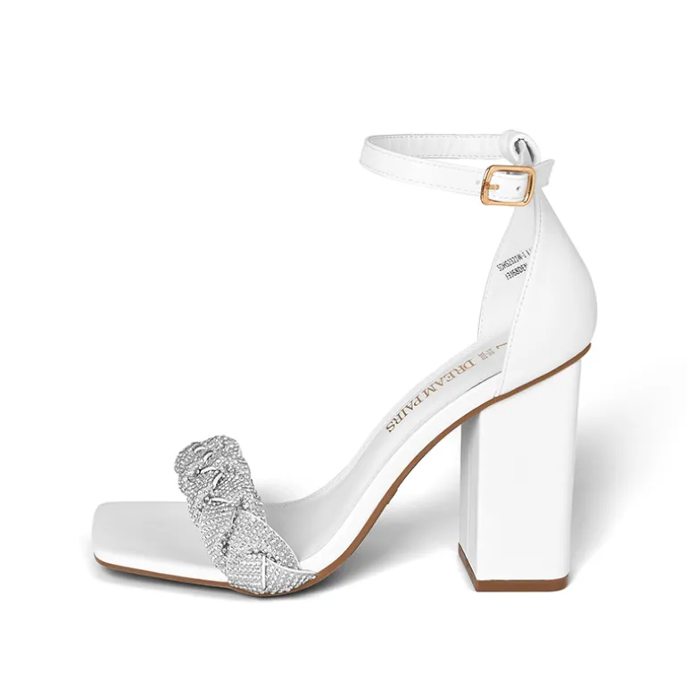 Braided Ankle Strap Block Heel Sandals
