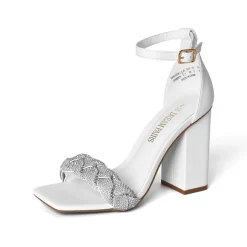 Braided Ankle Strap Block Heel Sandals
