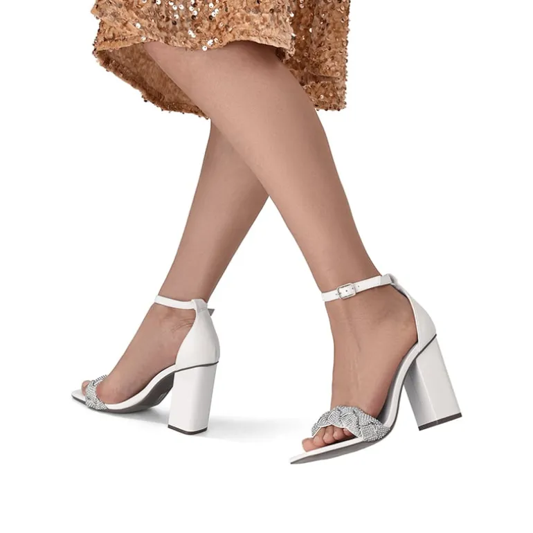 Braided Ankle Strap Block Heel Sandals