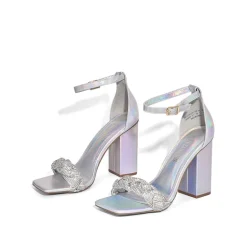 Braided Ankle Strap Block Heel Sandals