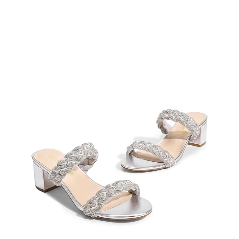 Braided Double-Strap Block Heel Sandals