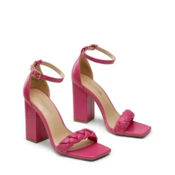 Braided Strap High Chunky Heel Sandals