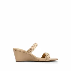 Braided Straps Square Toe Wedge Sandals