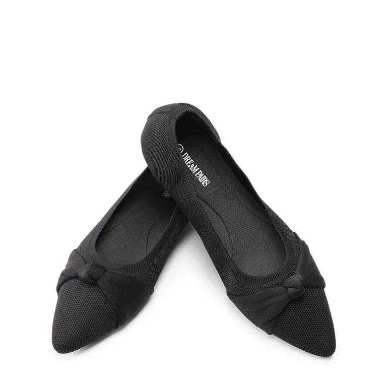 Breathable Bowknot Pointed Toe Knit Flats