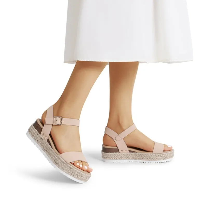 Buckle Jute Wedge Heel Sandals