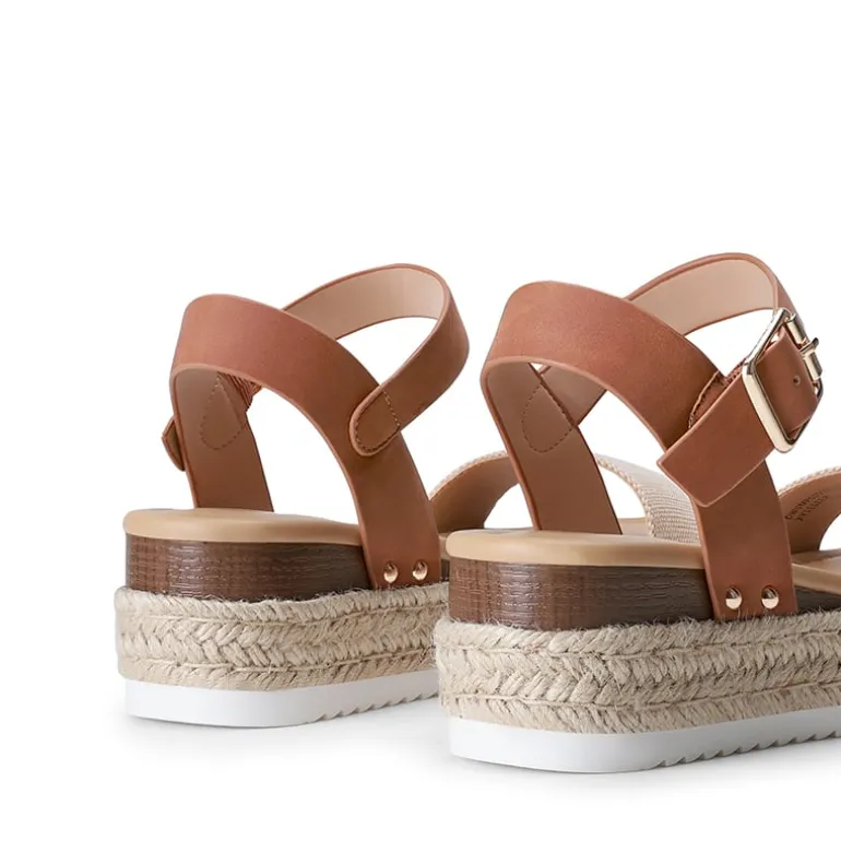 Buckle Jute Wedge Heel Sandals