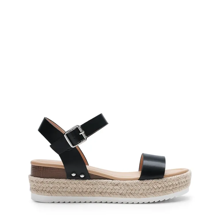 Buckle Jute Wedge Heel Sandals