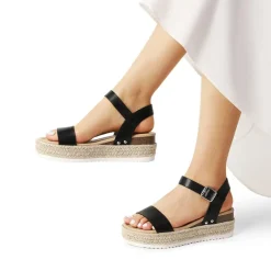 Buckle Jute Wedge Heel Sandals