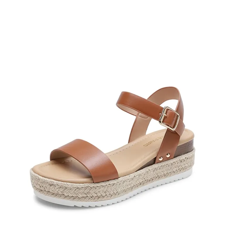 Buckle Jute Wedge Heel Sandals