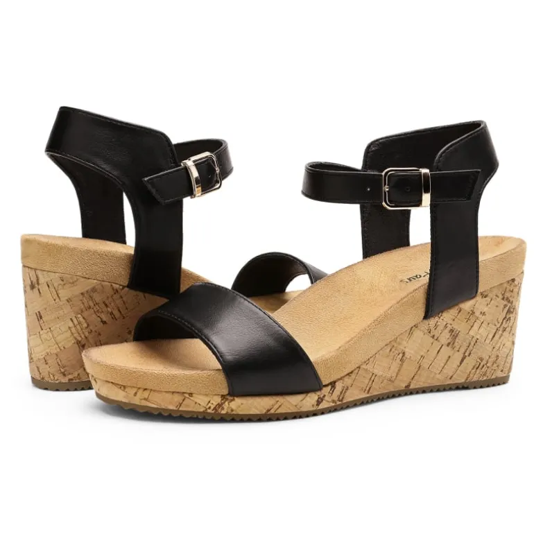 Buckle Platform Wedge Sandals