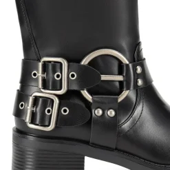 Buckles Motorcycle Mid-Calf Boots