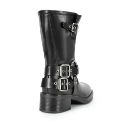Buckles Motorcycle Mid-Calf Boots
