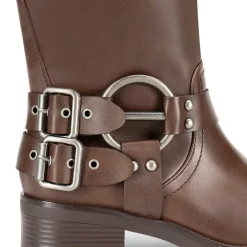 Buckles Motorcycle Mid-Calf Boots