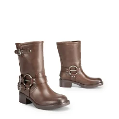 Buckles Motorcycle Mid-Calf Boots