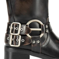 Buckles Motorcycle Mid-Calf Boots