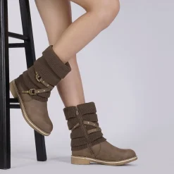 Buckle Strap Mid Calf Snow Boots