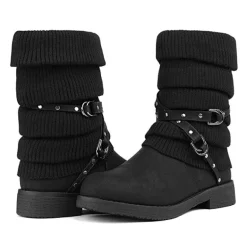 Buckle Strap Mid Calf Snow Boots