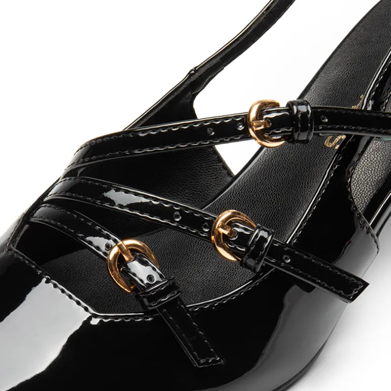 Buckle Strap Pointed Slingback Heel Pumps