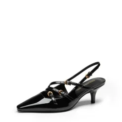 Buckle Strap Pointed Slingback Heel Pumps