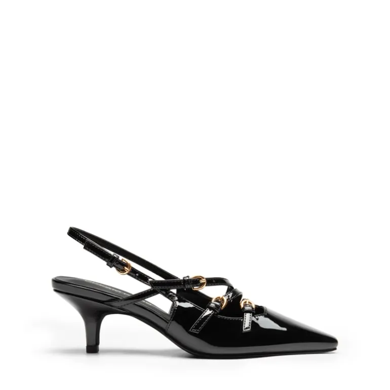 Buckle Strap Pointed Slingback Heel Pumps