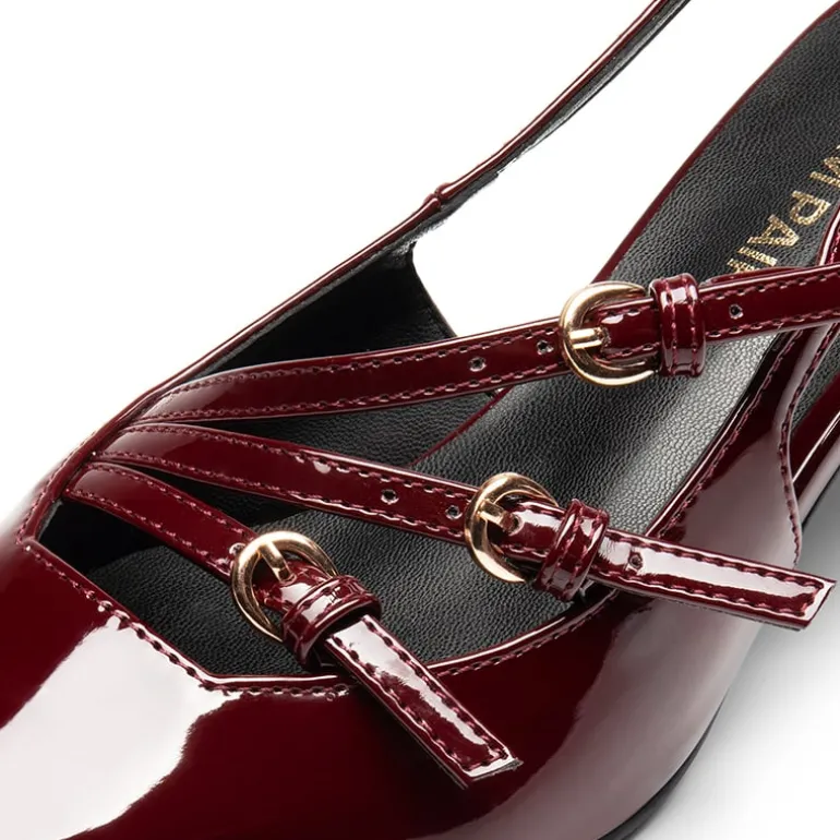 Buckle Strap Pointed Slingback Heel Pumps