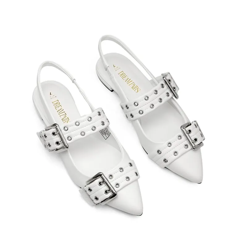 Buckle Straps Slingback Flats