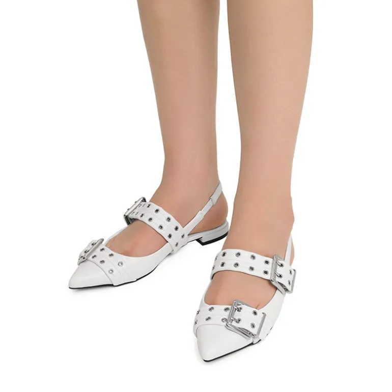 Buckle Straps Slingback Flats