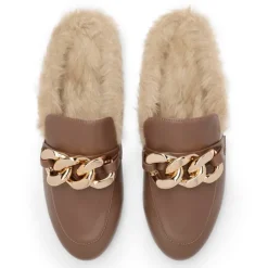 Chain Closed Toe Fur Lined Mules