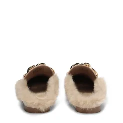 Chain Closed Toe Fur Lined Mules