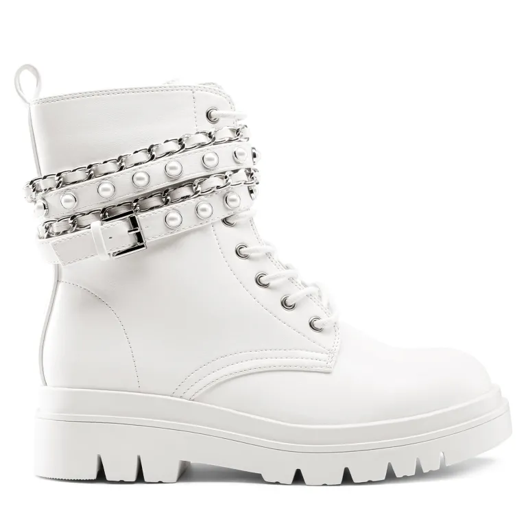 Chains Pearl Chunky Lug Sole Boots