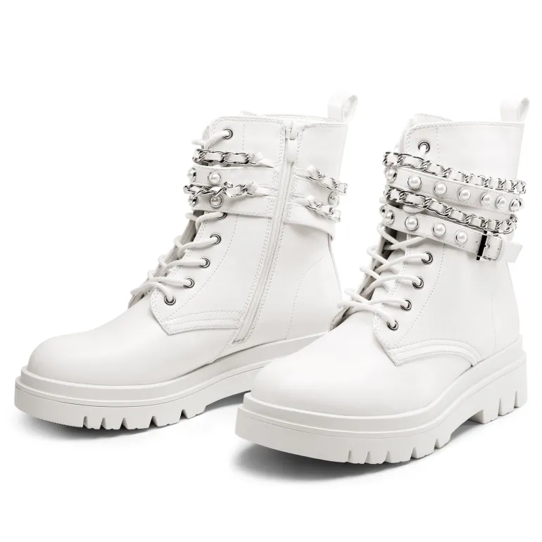 Chains Pearl Chunky Lug Sole Boots