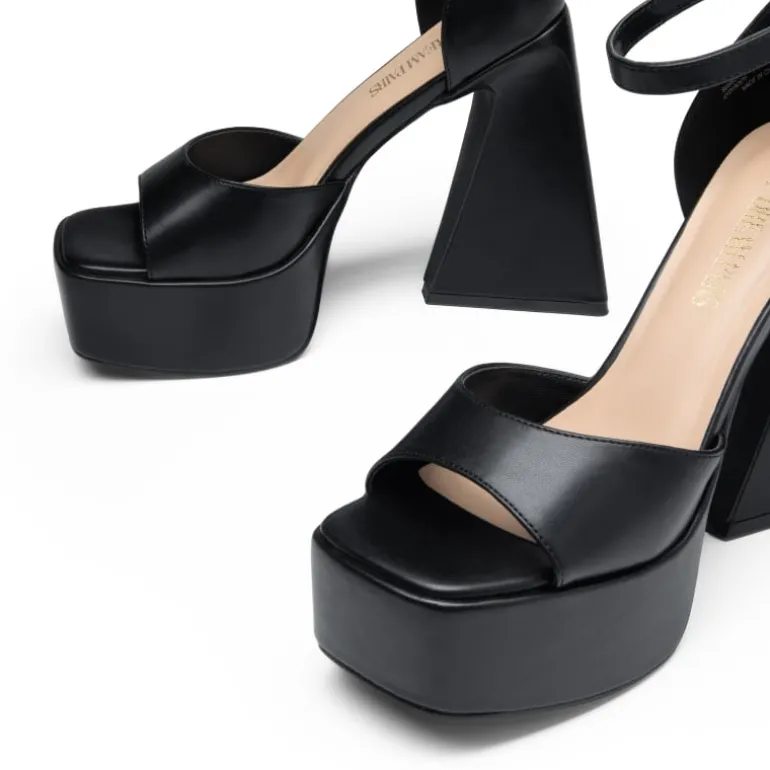 Chunky Ankle-Strap Platform Heel Sandals