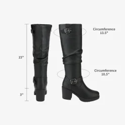 Chunky Heel Knee High Boots