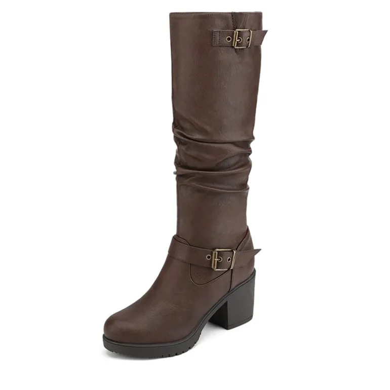 Chunky Heel Knee High Boots