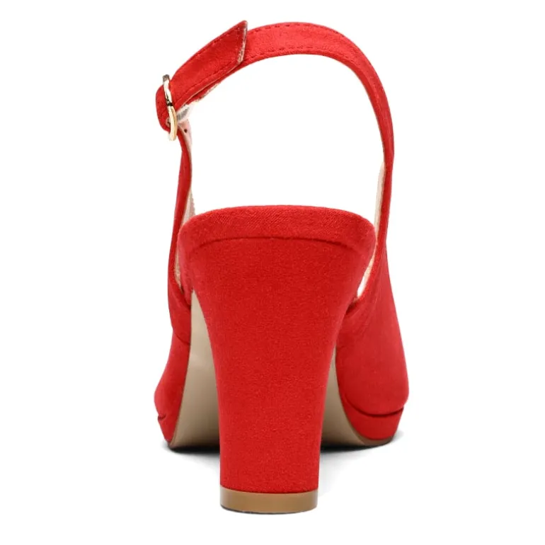 Chunky Heel Peep Toe Slingback Sandals
