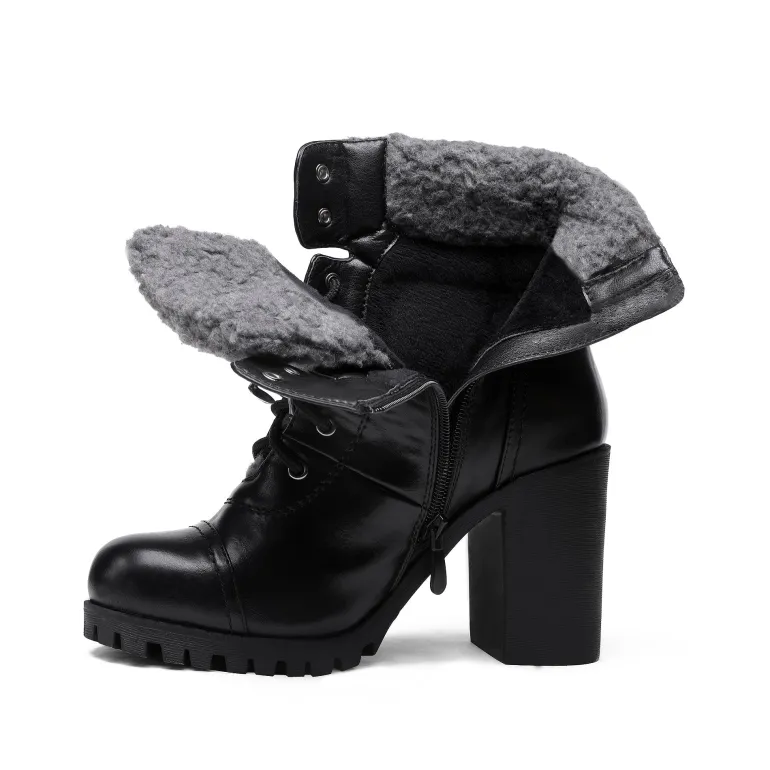 Chunky Heel Warm Ankle Boots