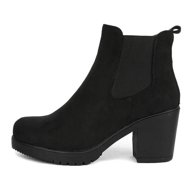 Chunky High Heel Chelsea Ankle Boots