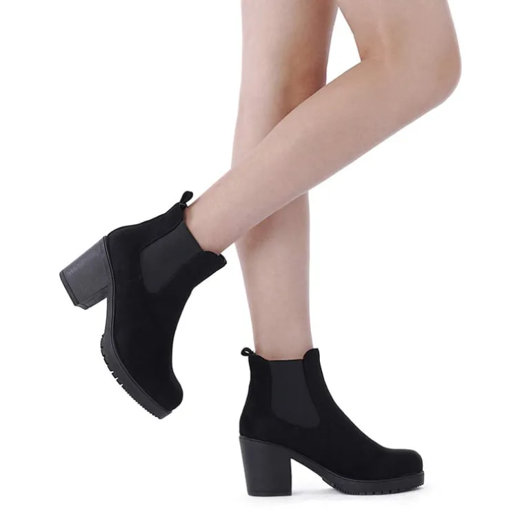 Chunky High Heel Chelsea Ankle Boots