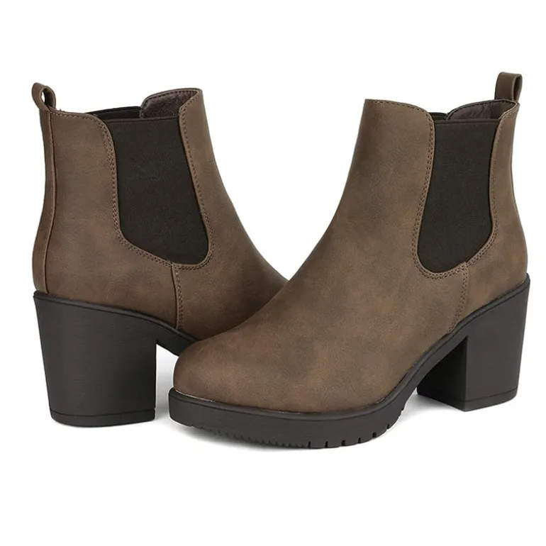Chunky High Heel Chelsea Ankle Boots