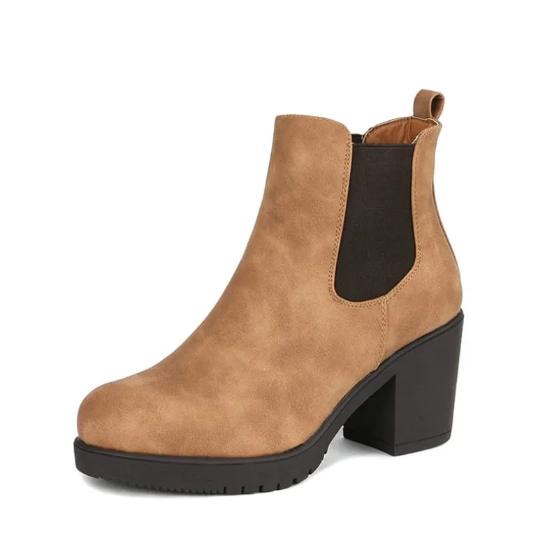 Chunky High Heel Chelsea Ankle Boots