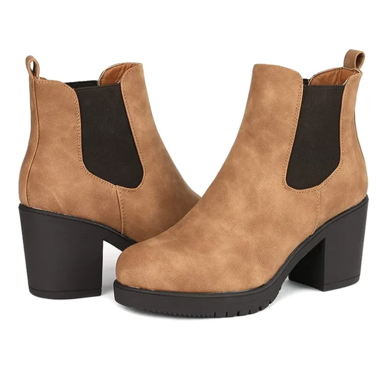 Chunky High Heel Chelsea Ankle Boots