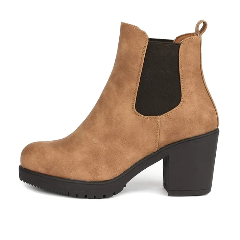 Chunky High Heel Chelsea Ankle Boots