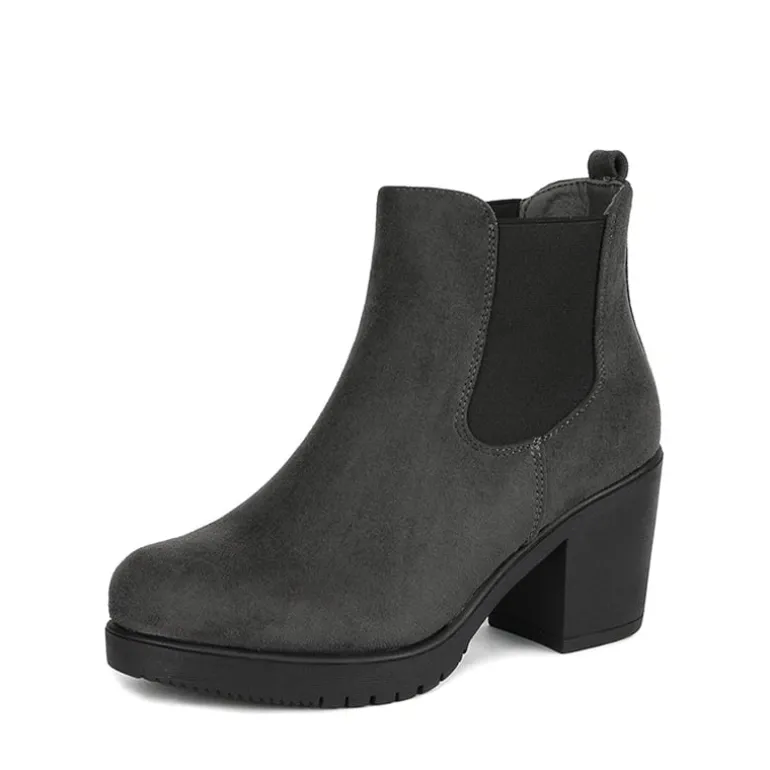 Chunky High Heel Chelsea Ankle Boots