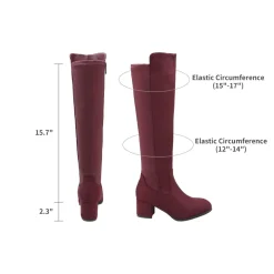 Chunky Knee High Stretch Boots