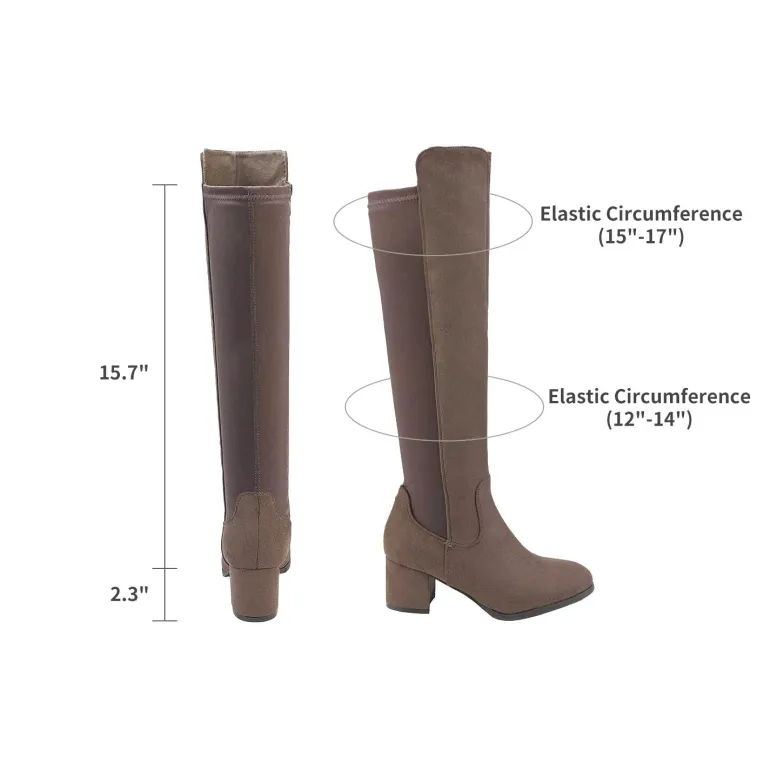 Chunky Knee High Stretch Boots