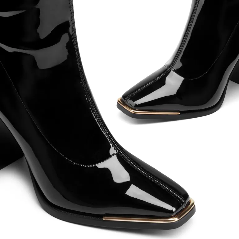 Chunky Square Toe Mid Calf Boots