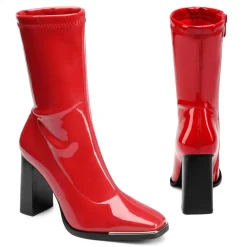 Chunky Square Toe Mid Calf Boots